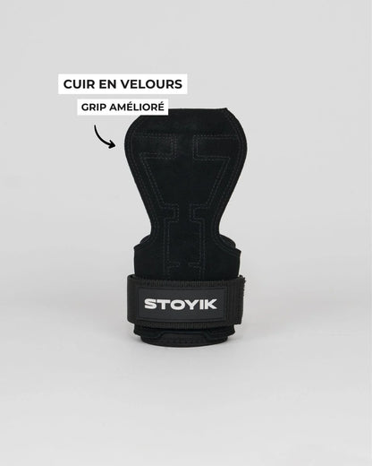 Vue de face du détail d'une sangle de tirage STOYIK Athletics pour la musculation
