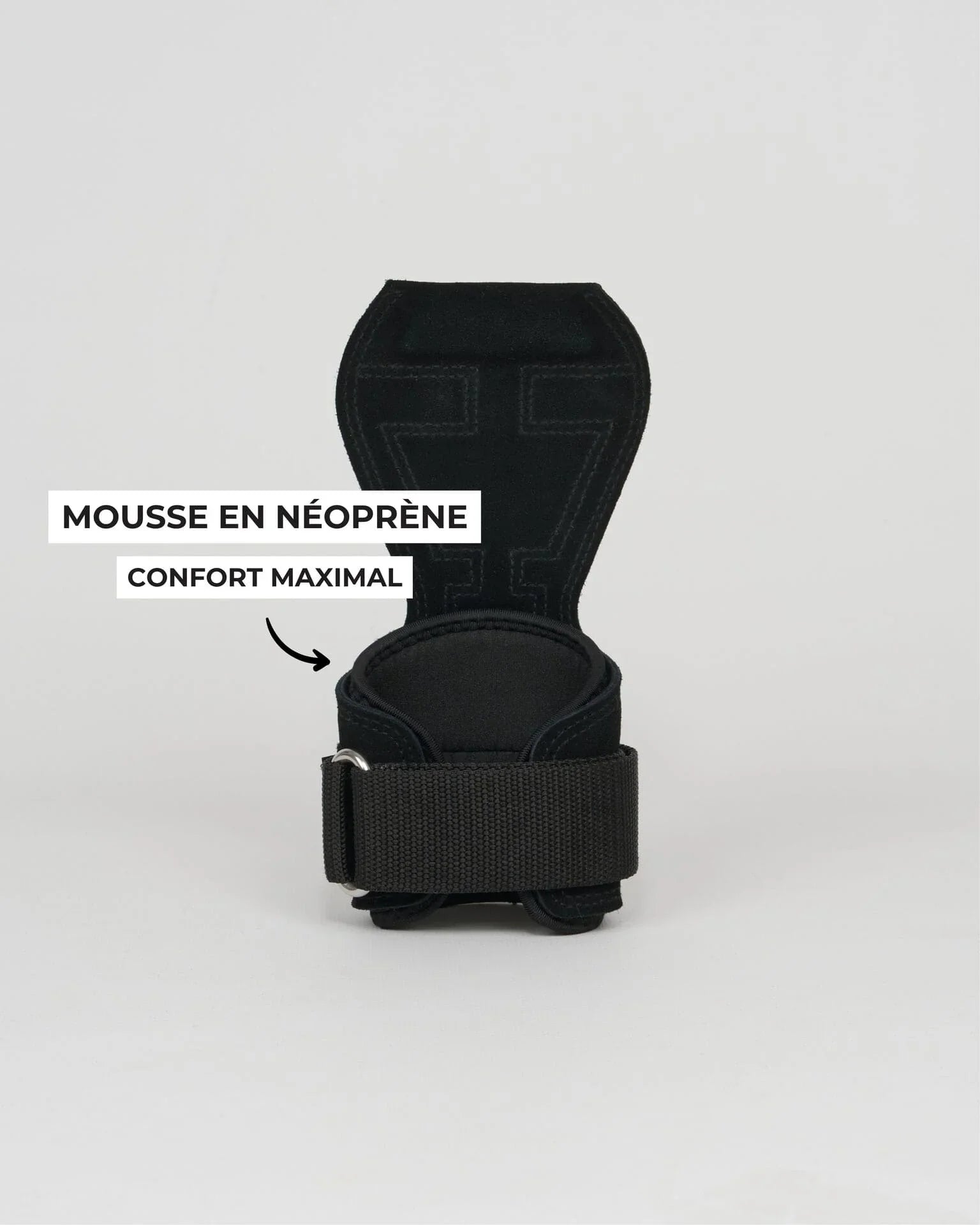 Vue de dos du détail d'une sangle de tirage STOYIK Athletics pour la musculation